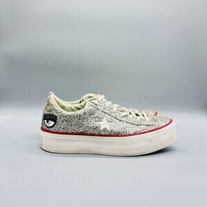 Converse Shoes Womens 10 Silver Glitter Chiara Ferragni Eye Sneakers Casual